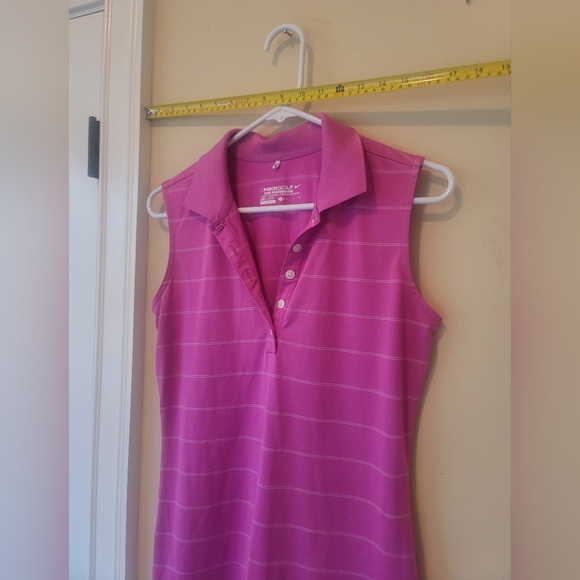 Nike Fushcia Pink White Stripe Sleeveless Activewear Tank Top - Picture 9 of 9